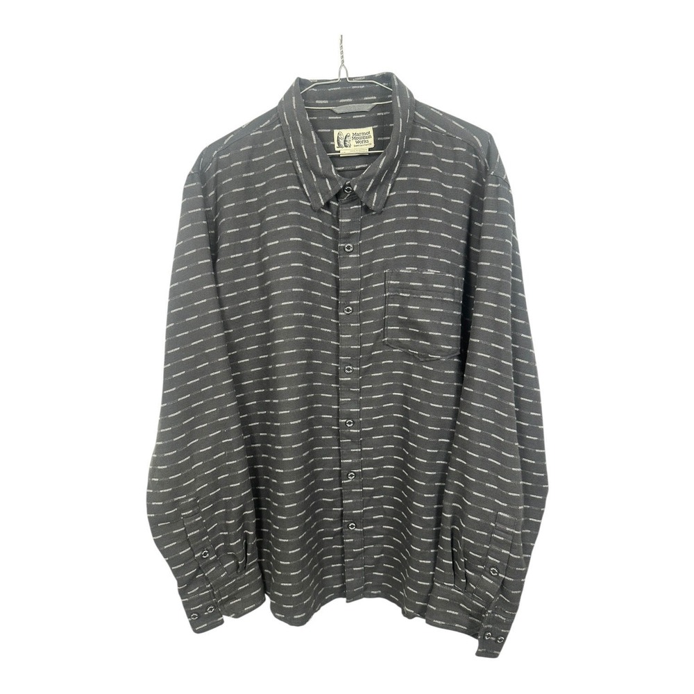 Marmot Mountain Works Men's Button-Down Shirt Gray Striped Large